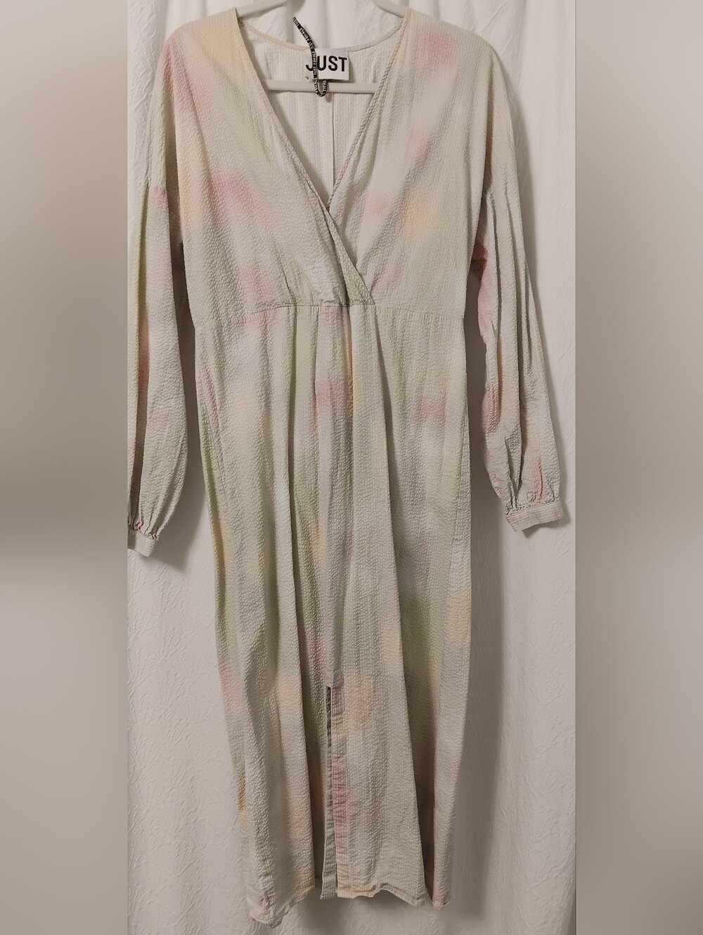 JUST Female Pastel Tie-Waist Midi Dress - Multi Pastel Colors Size M - Picture 4 of 16